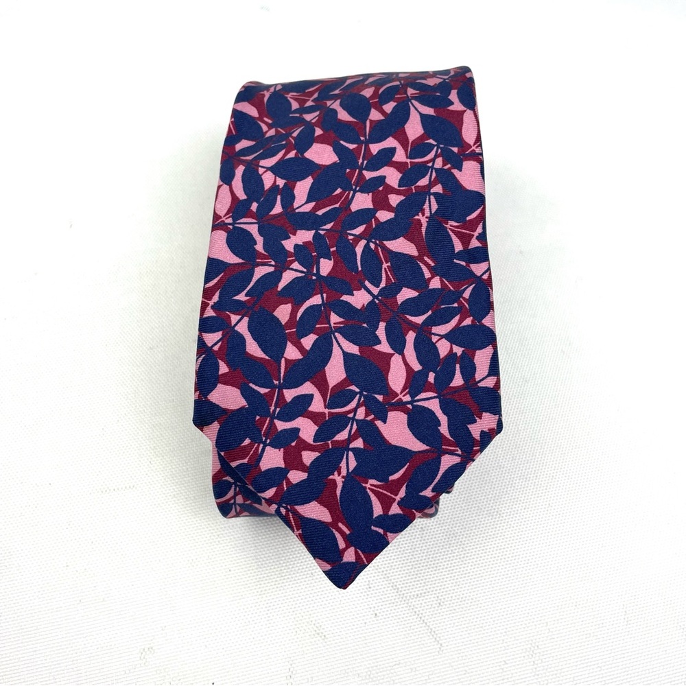 Bonobos Men’s Maroon and Pink Leaf Foliage Print Neck Tie